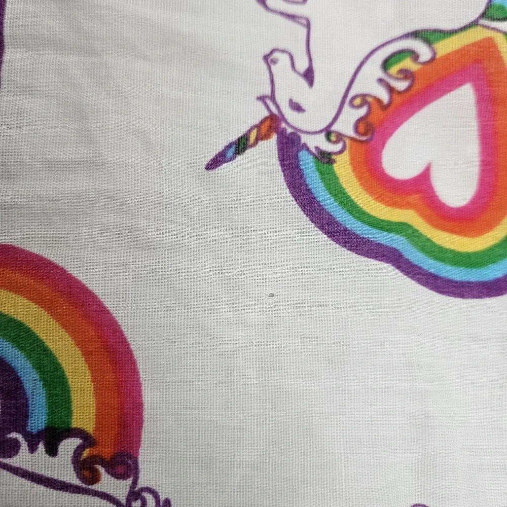 Vintage Unicorn Rainbow Bandana 100% Cotton USA Made 1980's Scarf Handkerchief